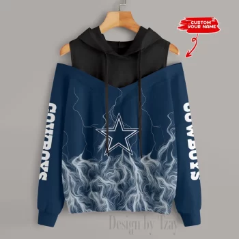 Dallas Cowboys Slime Off Shoulder Hooded Sweatshirt For Women