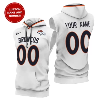 Denver Broncos Custom Name/Number Sleeveless Hoodies Player Hoodie