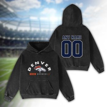Denver Broncos Established 2D Personalized Name/Number Washed Hoodie Vintage Hoodie