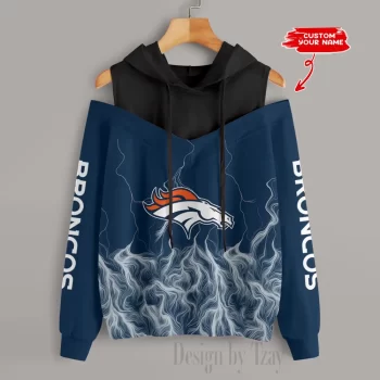 Denver Broncos Slime Off Shoulder Hooded Sweatshirt For Women