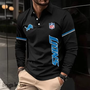 Detroit Lions Long Sleeve Polo Shirt