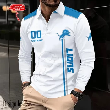 Detroit Lions Long Sleeve Polo Shirt