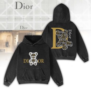 Dior Bears Pattern Luxury 2D Washed Hoodie