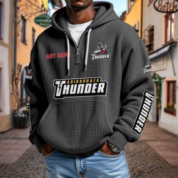 ECHL Adirondack Thunder Personalized Name Waffle Quarter Zip Hoodie Design