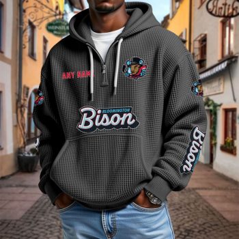 ECHL Bloomington Bison Personalized Name Waffle Quarter Zip Hoodie Design