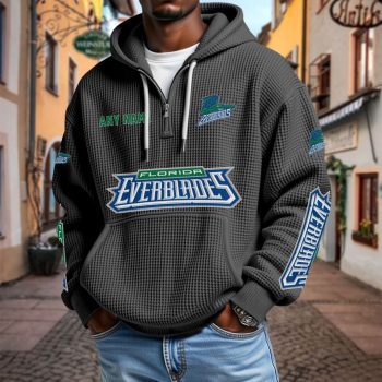 ECHL Florida Everblades Personalized Name Waffle Quarter Zip Hoodie Design