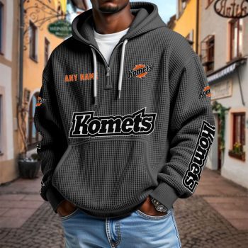 ECHL Fort Wayne Komets Personalized Name Waffle Quarter Zip Hoodie Design