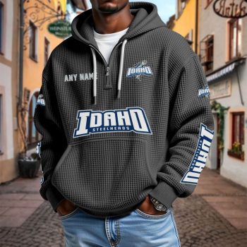 ECHL Idaho Steelheads Personalized Name Waffle Quarter Zip Hoodie Design