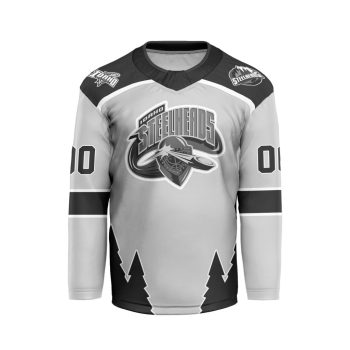 ECHL Idaho Steelheads Personalized White V-shaped Hockey Jersey
