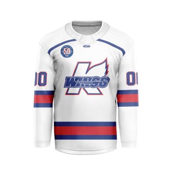 ECHL Kalamazoo Wings Personalized White V-shaped Hockey Jersey