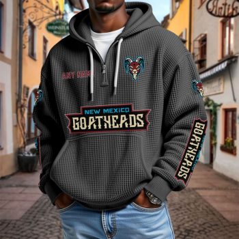 ECHL New Mexico Goatheads Personalized Name Waffle Quarter Zip Hoodie Design