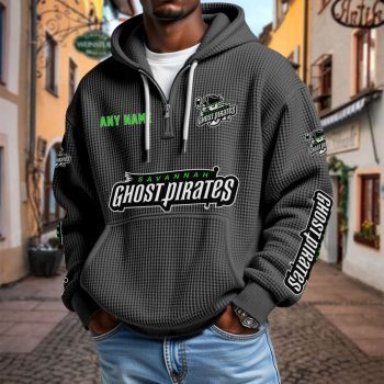 ECHL Savannah Ghost Pirates Personalized Name Waffle Quarter Zip Hoodie Design