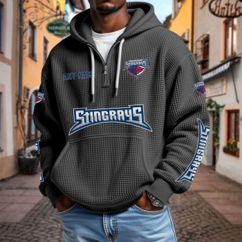 ECHL South Carolina Stingrays Personalized Name Waffle Quarter Zip Hoodie Design