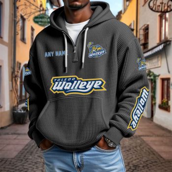 ECHL Toledo Walleye Personalized Name Waffle Quarter Zip Hoodie Design