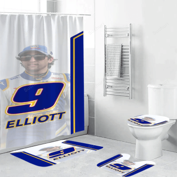 Hendrick Motorsports Chase Elliott13 Waterproof Shower Curtain Non-Slip Toilet Lid Cover Bath Mat Bathroom Set BRS2366