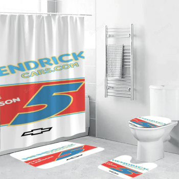 Hendrick Motorsports Kyle Larson2 Waterproof Shower Curtain Non-Slip Toilet Lid Cover Bath Mat Bathroom Set BRS2377