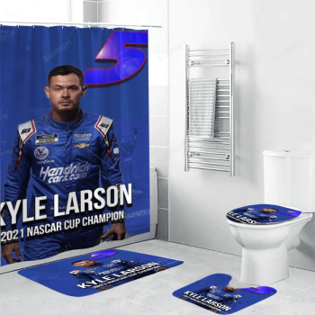 Hendrick Motorsports Kyle Larson6 Waterproof Shower Curtain Non-Slip Toilet Lid Cover Bath Mat Bathroom Set BRS2530