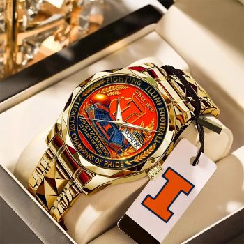 Illinois Fighting Illini Football Alloy Luxury Quartz Watch GNW1252