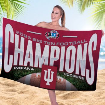 Indiana Hoosiers Football 2025 Big Ten Champions Rectangle Beach Towel CLO1054