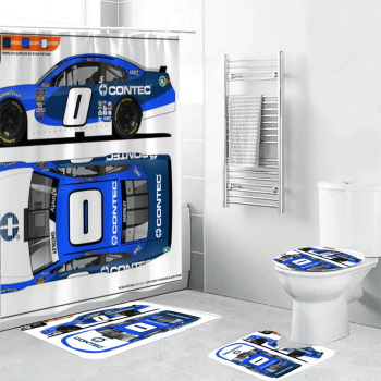 JD Motorsport W Gary Keller Car5 Waterproof Shower Curtain Non-Slip Toilet Lid Cover Bath Mat Bathroom Set BRS2429