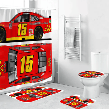 JD Motorsport W Gary Keller Car8 Waterproof Shower Curtain Non-Slip Toilet Lid Cover Bath Mat Bathroom Set BRS2392