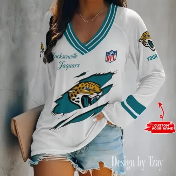 Jacksonville Jaguars Women's Long sleeves V-neck T-shirt