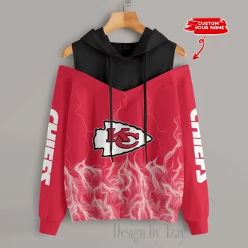 Kansas City Chiefs Slime Off Shoulder Hooded Sweatshirt For Women
