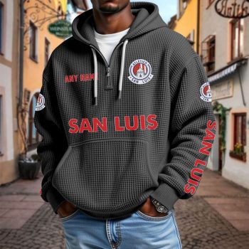 LIGA MX Atletico San Luis Personalized Name Waffle Quarter Zip Hoodie Design