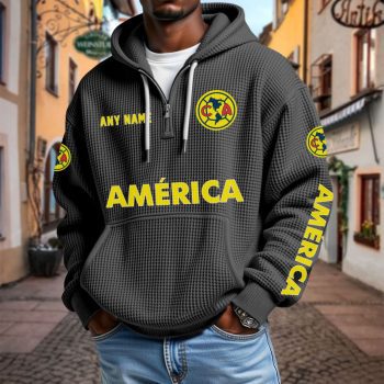LIGA MX Club America Personalized Name Waffle Quarter Zip Hoodie Design