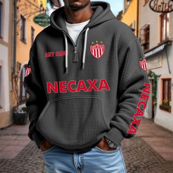 LIGA MX Club Necaxa Personalized Name Waffle Quarter Zip Hoodie Design