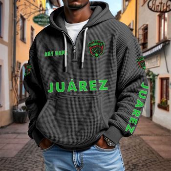 LIGA MX FC Juarez Personalized Name Waffle Quarter Zip Hoodie Design