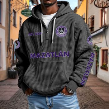 LIGA MX Mazatlan F.C Personalized Name Waffle Quarter Zip Hoodie Design