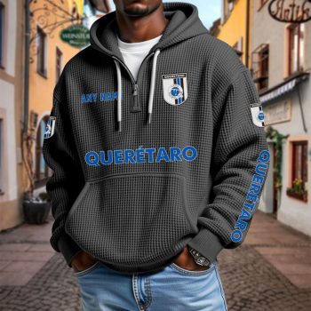 LIGA MX Queretaro F.C Personalized Name Waffle Quarter Zip Hoodie Design