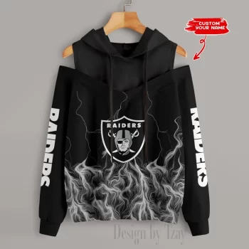 Las Vegas Raiders Slime Off Shoulder Hooded Sweatshirt For Women