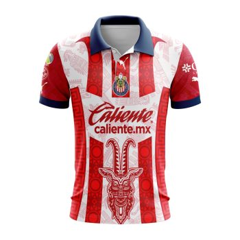 Liga MX Chivas Guadalajara 2023 - 2024 Home Aztec Design Polo Shirt