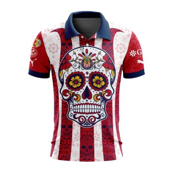 Liga MX Chivas Guadalajara 2023 2024 Home Dia De Muertos Design Polo Shirt