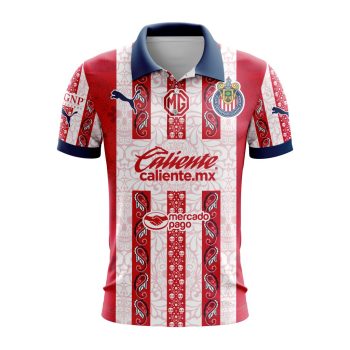 Liga MX Chivas Guadalajara Special 2024 Home Dia De Muertos Design Polo Shirt