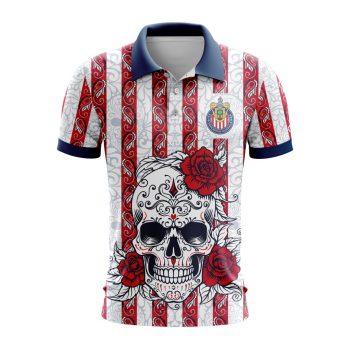 Liga MX Chivas Guadalajara Special Dia De Muertos Design Polo Shirt