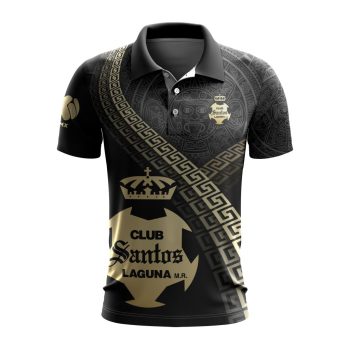 Liga MX Club Santos Laguna Special Black And Gold Design Polo Shirt
