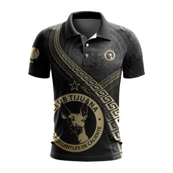 Liga MX Club Tijuana Special Black And Gold Design Polo Shirt