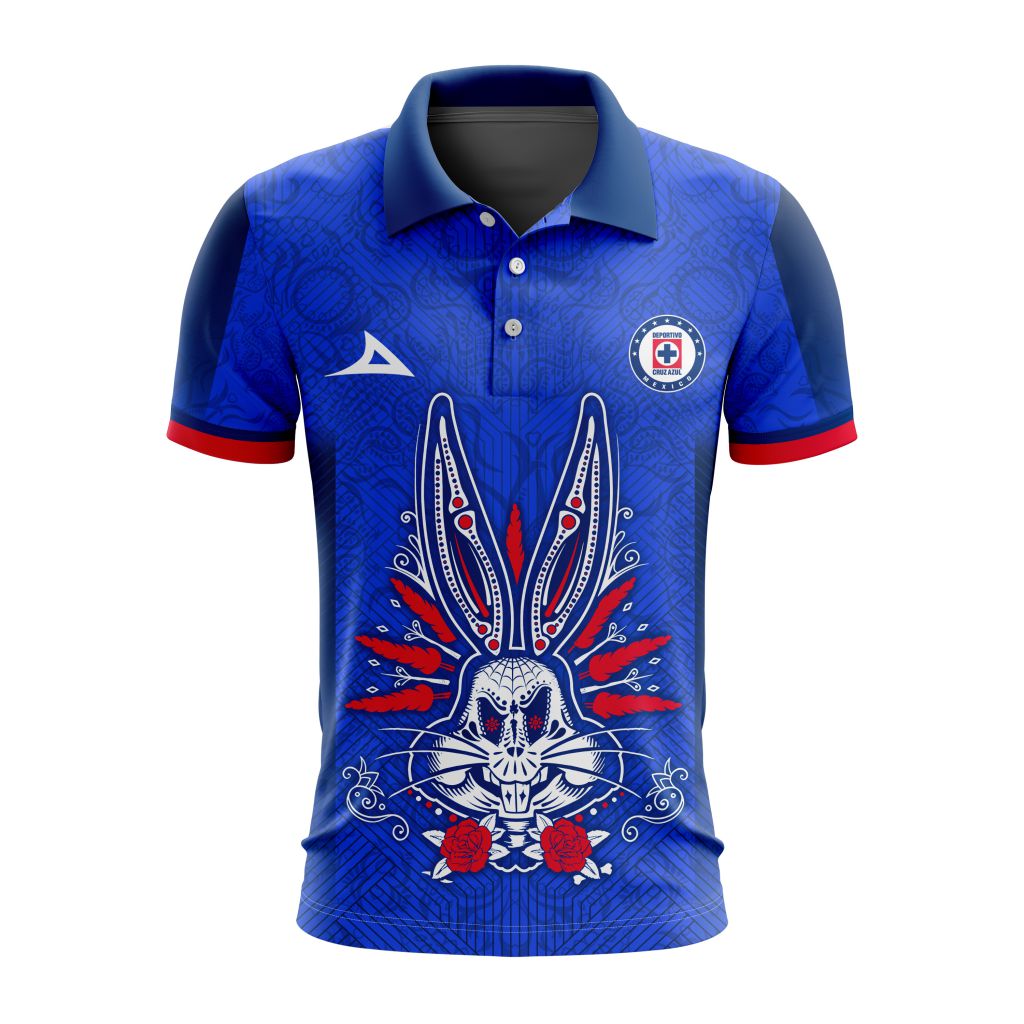 Liga-MX-Cruz-Azul-2023-2024-Home-Dia-De-Muertos-Design-Polo-Shirt Liga MX Cruz Azul 2023 2024 Home Dia De Muertos Design Polo Shirt