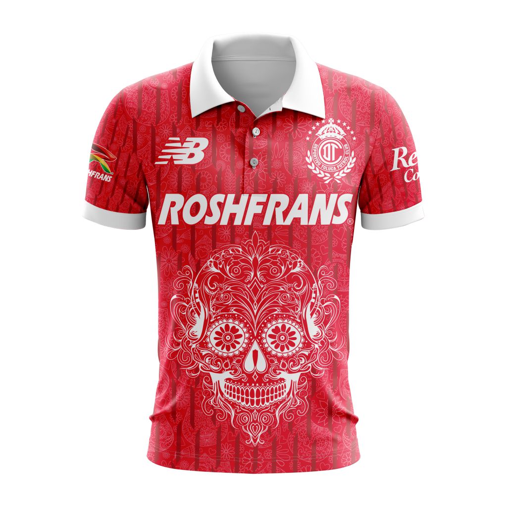 Liga-MX-Deportivo-Toluca-Special-2024-Home-Dia-De-Muertos-Design-Polo-Shirt Liga MX Deportivo Toluca Special 2024 Home Dia De Muertos Design Polo Shirt