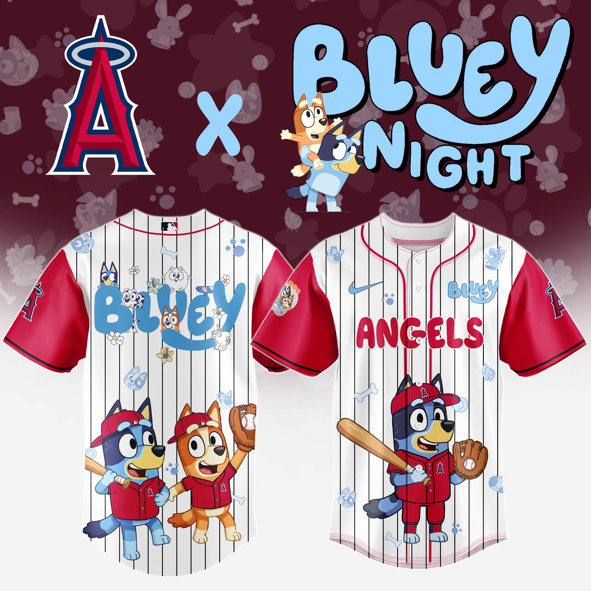 Los-Angeles-Angels-MLB-x-Bluey-And-Bingo-Special-Edition-Baseball-Jersey-2025-DBJ1012 Los Angeles Angels MLB x Bluey And Bingo Special Edition Baseball Jersey 2025 DBJ1012