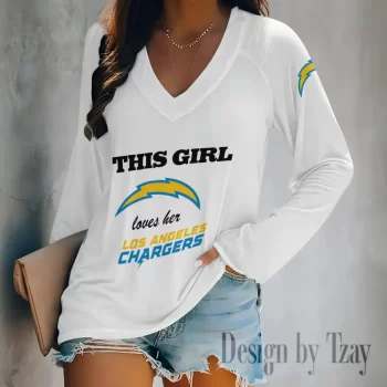 Los Angeles Chargers Women's Long sleeves V-neck T-shirt