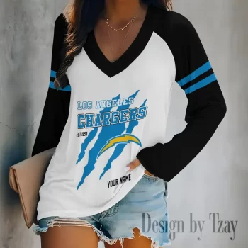 Los Angeles Chargers Women's Long sleeves V-neck T-shirt
