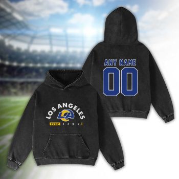 Los Angeles Rams Established 2D Personalized Name/Number Washed Hoodie Vintage Hoodie