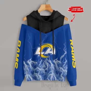 Los Angeles Rams Slime Off Shoulder Hooded Sweatshirt For Women