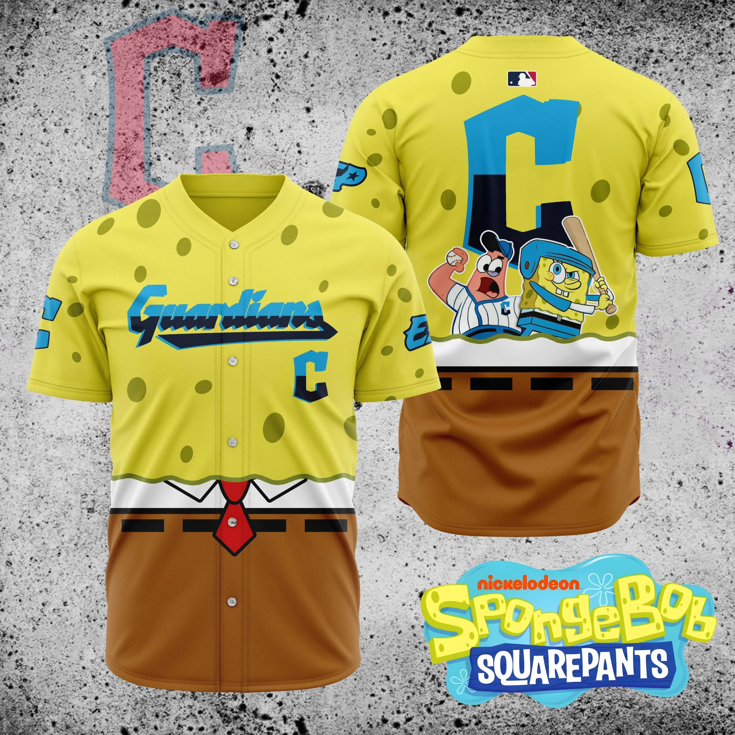 MLB Cleveland Guardians X SpongeBob SquarePants Baseball Jersey DBJ1422