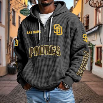 MLB San Diego Padres Personalized Name Waffle Quarter Zip Hoodie Design