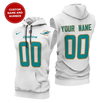 Miami Dolphins Custom Name/Number Sleeveless Hoodies Player Hoodie
